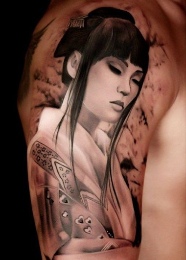 Hand Geisha Tattoo Design
