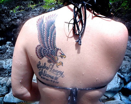 Heavenly Eagle Bird Tattoo On Back