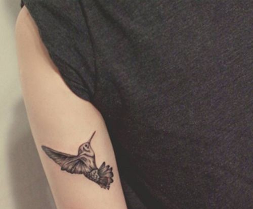 Cute Tricep Hummingbird Tattoo Design