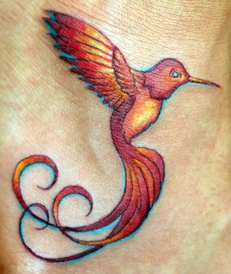 Hummingbird With Long Tail Tattoo