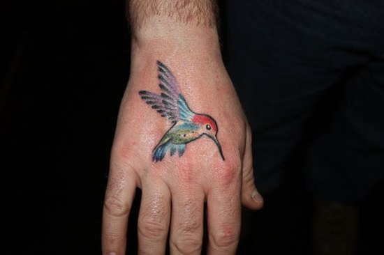 Small Hummingbird Tattoo On Hand