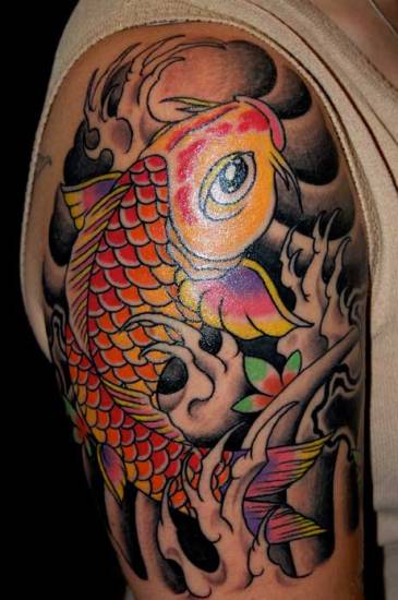 Colorful Koi Fish Tattoo Design
