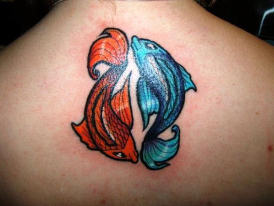 Pisces Style Koi Fishes Tattoo