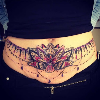 Stomach Lotus Tattoo Designs