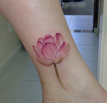 Graceful Sacred Lotus Flower Tattoo Design
