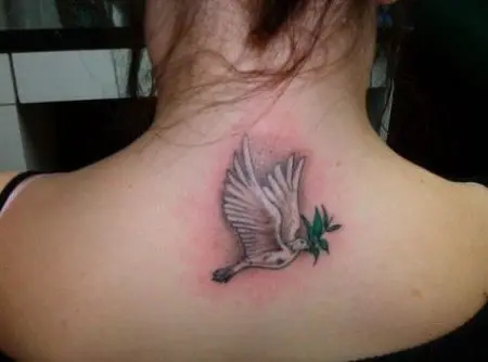 Dove with olive branch Done by Liné Hammett at BLEKK in Oslo  rtattoos