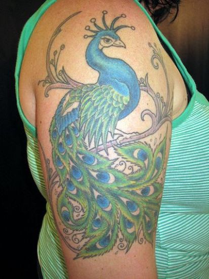 Raychel Diane Weiner Hibiscus, Hummingbird, Peacock, Rose Side Tattoo |  Steal Her Style