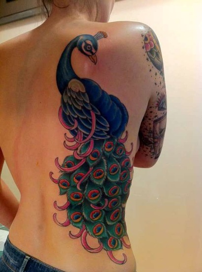 Inspirational Peacock With Feather Tattoo