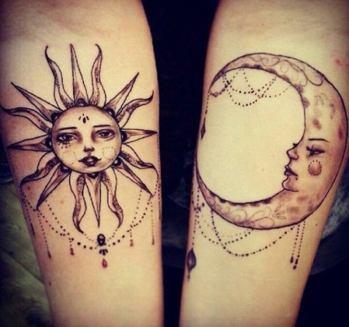 Sun and Moon Tattoos Designs for Couples