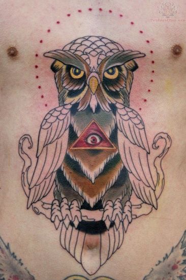 Tattoo uploaded by Chris Hosmer  Neotraditional owl flash  Tattoodo