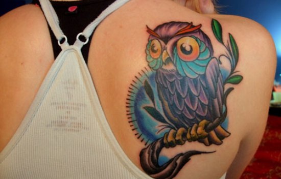 Upper Back Owl Tattoo Art