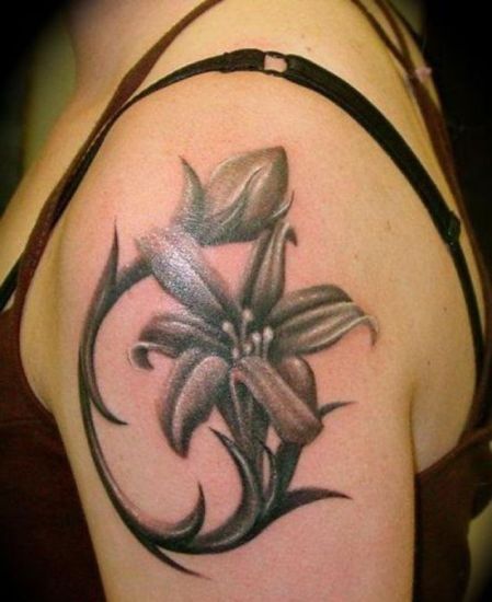 Shoulder Lily Tattoo Designs