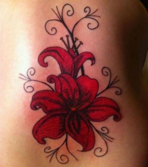 Beautiful Red Lily Tattoo Designs