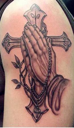 Rosary And Cross Christian Tattoo