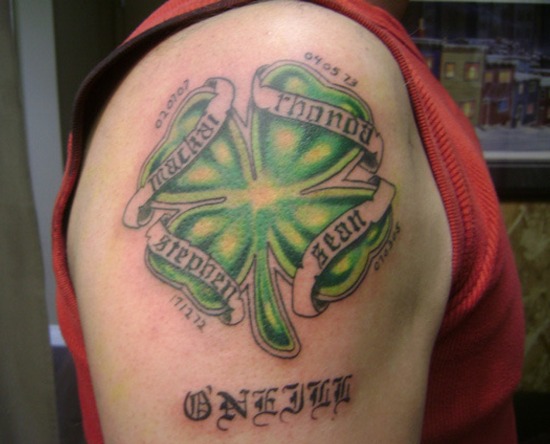 Shamrock tattoo with power words