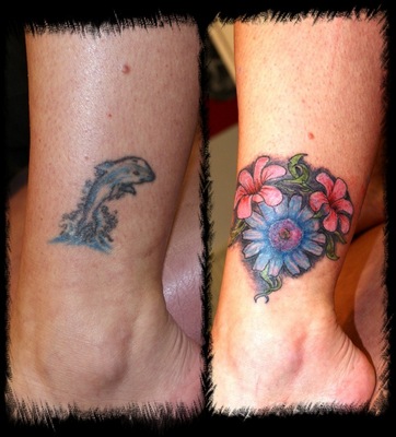 Dolphin Jump Cover Up Tattoo