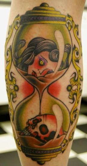 Skull Candy Hourglass Tattoo Design