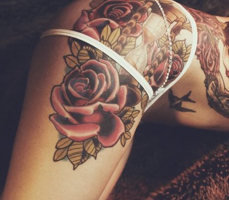 Rose Hourglass Tattoo Design