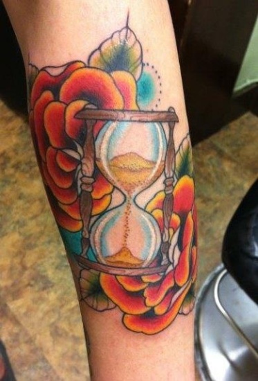 Colorful Hourglass Tattoo Design