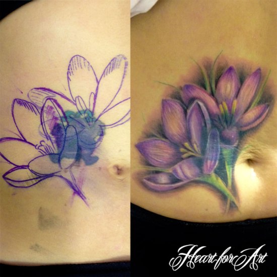 Beautiful Open Tulips Cover Up Tattoos