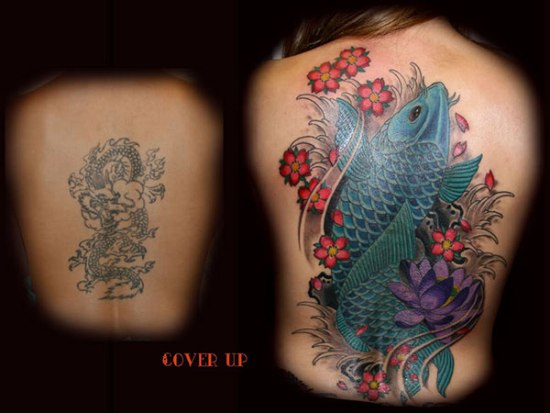 Dragon vs. The Fish Cover Up Tattoo