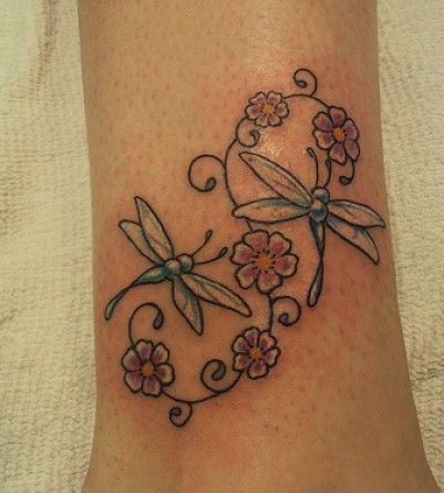 Dragonfly Flower Tattoo