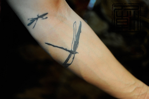 Dragonfly Tattoos on Arm