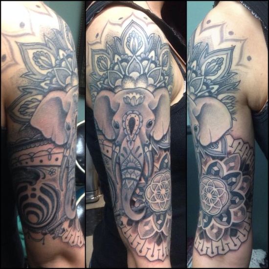 Arm Black  Gray Elephant tattoo at theYoucom