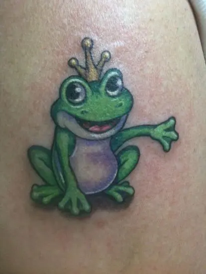 Small frog tattoo on the right inner ankle