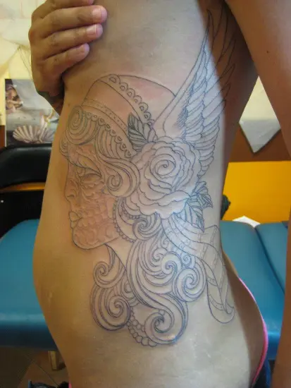 Womans face profile tattoo  Tattoos Sleeve tattoos Face profile