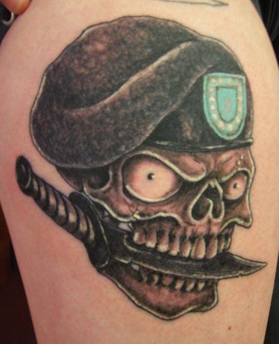 Daring Soldier Skull Military Tattoo Design