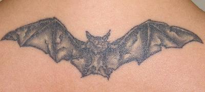 Shaded Flying Bat Tattoo Design