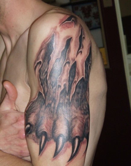 Bear Claw Tattoo on Shoulder