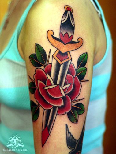 Traditional Dagger Tattoo Design
