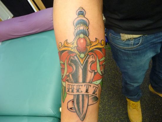 Traditional Studded Dagger Tattoo Design
