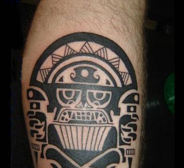 Bold Aztec Tattoo Design for Leg