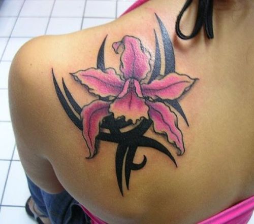 Tribal Orchid Tattoo Idea