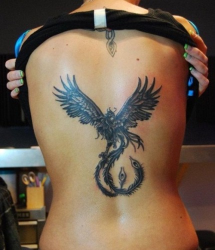 Phoenix Tattoos on Girls Back