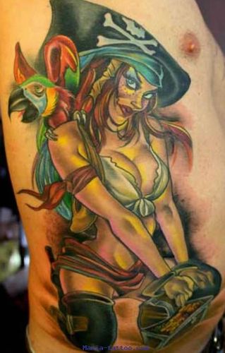  Treasures Girly Pirate Tattoos Design