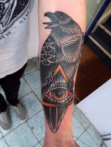 Masonic Raven Tattoo Design