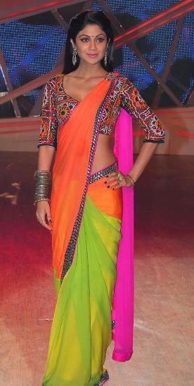 Shilpa Shetty in Candy Colors Saree