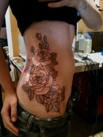 Black Shaded Rose Tattoo