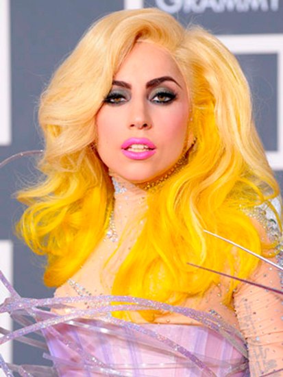 Vibrant yellow hair lady gaga