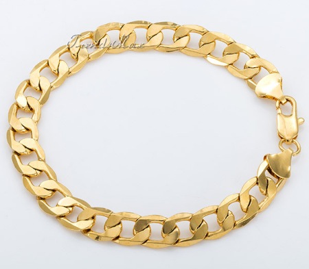 9ct Yellow Gold Filled Men's Patterned Curb Bracelet