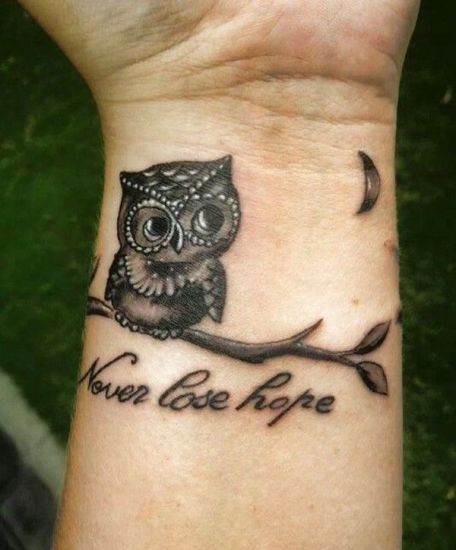 Owl Shape Small Tattoos On Wrist