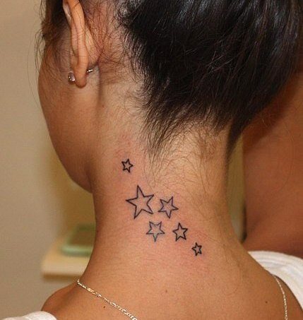 Star Neck Tattoo Design For Girls