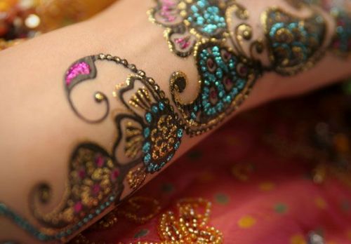 Glitter and Colored Mehandi Designs