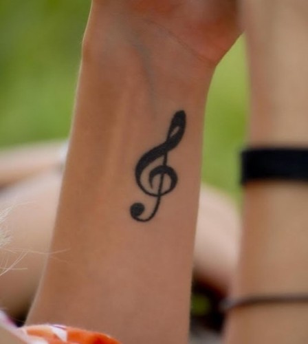 Permanent Musical Notes Tattoo On Wrist