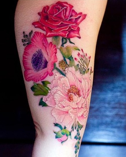 Permanent Flower Tattoo Design