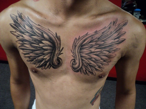 Guardian Angel Chest Tattoo Designs for Men